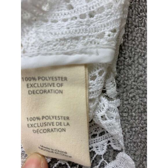 L’Agence Lace Shirt Blouse Women M White Odelia Button Down Crop Collared - Picture 8 of 10